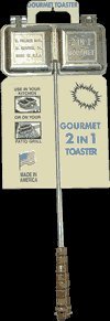 Palmer mountain pie maker with 26-inch handle enables safe, hands-free campfire cooking