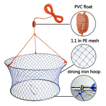 Palmyth 12-inch deep blue mesh net secures crabs during retrieval