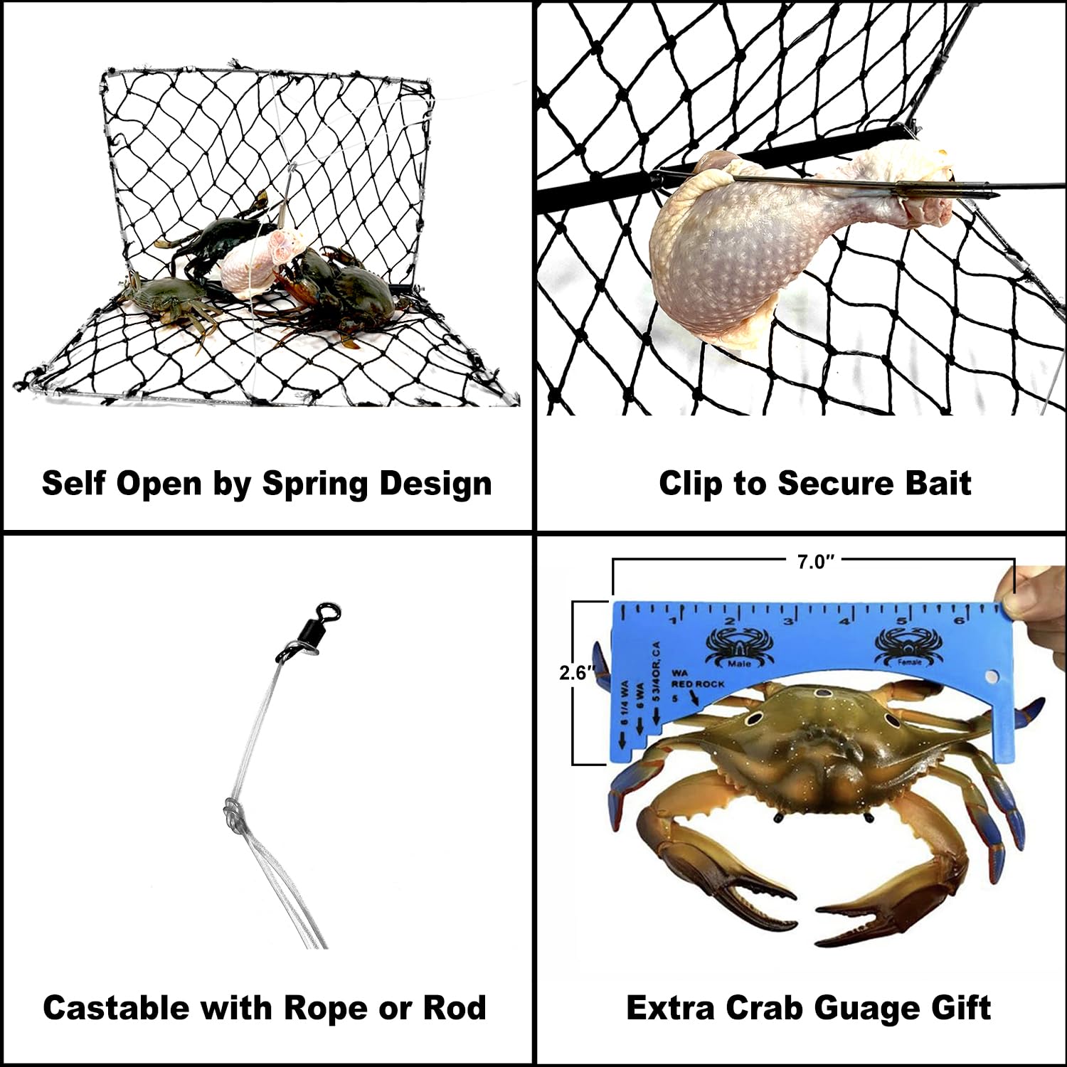 Close-up of crab gauge included with trap