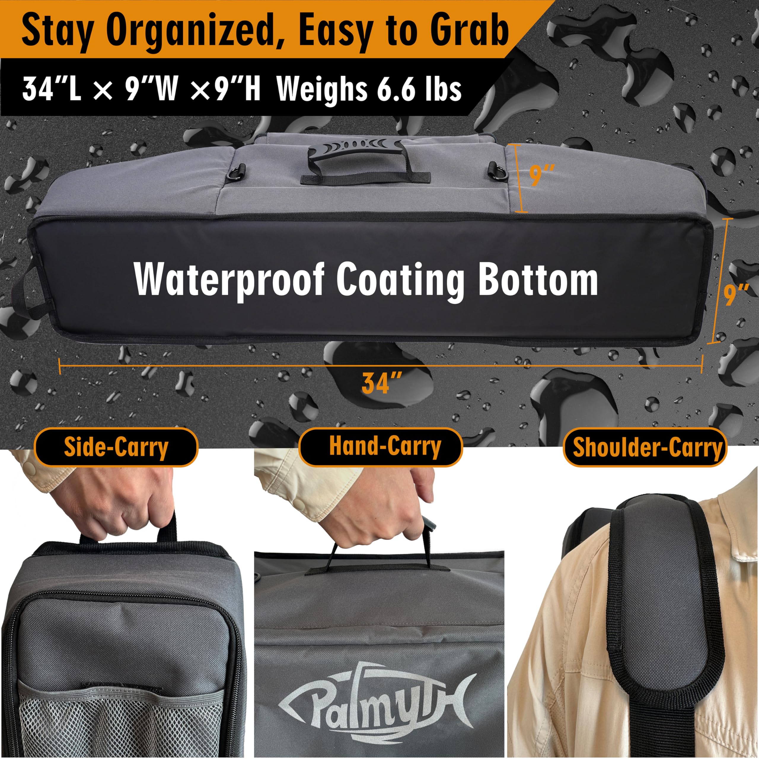 Palmyth ice fishing rod case durable fabric with weather-ready design