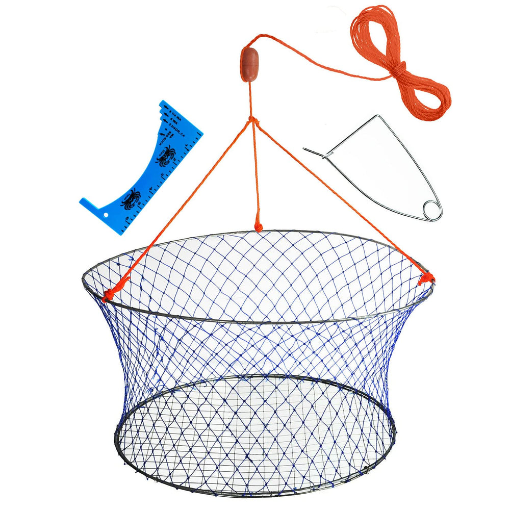 Palmyth wire grid bottom crab net top view highlights durable rings for easy baiting