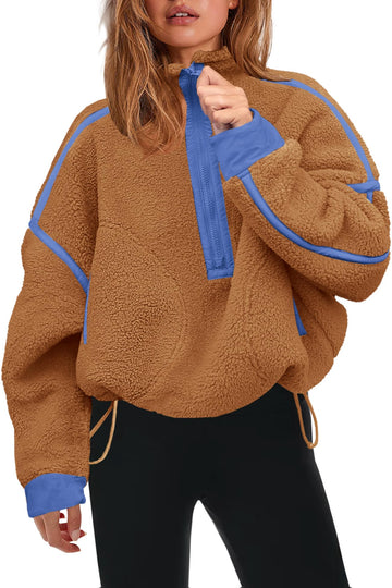 Panadila half zip fleece pullover front view showing cozy warmth and relaxed fit