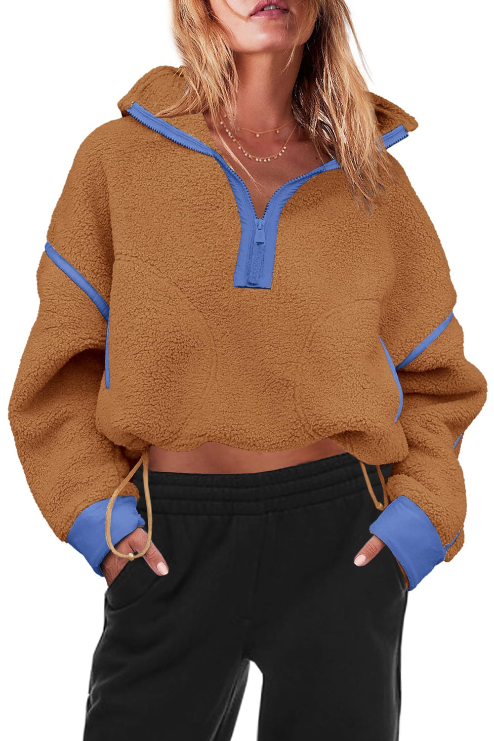 Panadila sherpa jacket on model demonstrates versatile winter layering