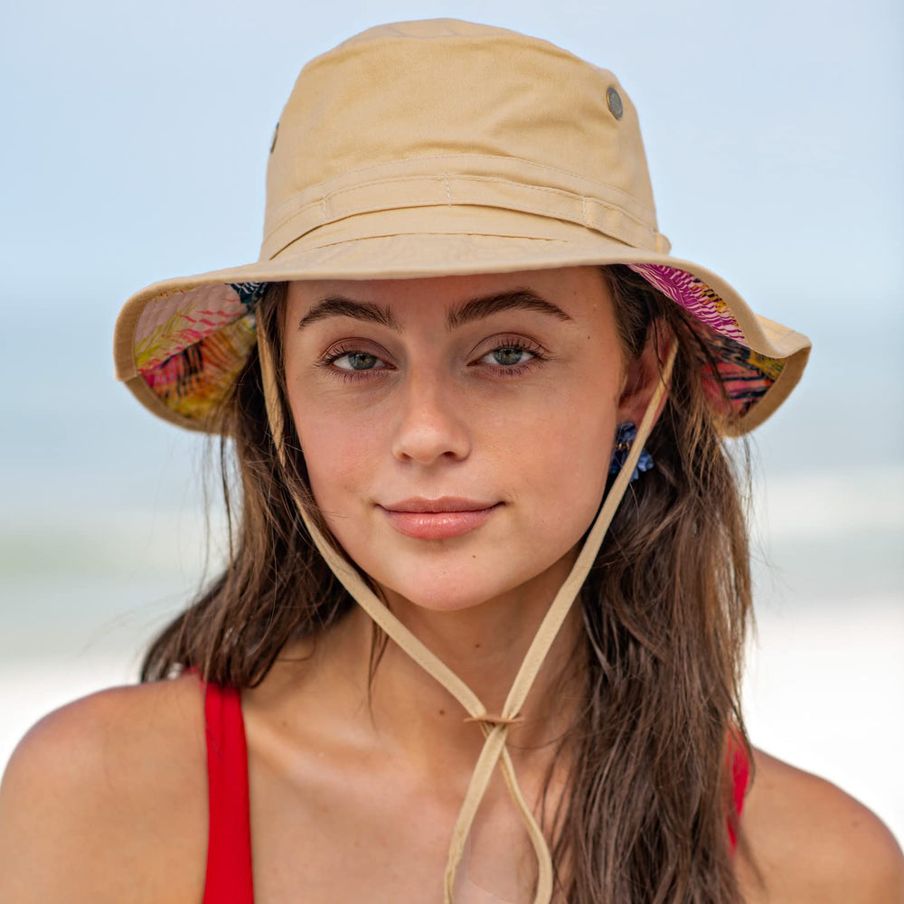 Panama Jack packable bucket hat easy to carry on trips.
