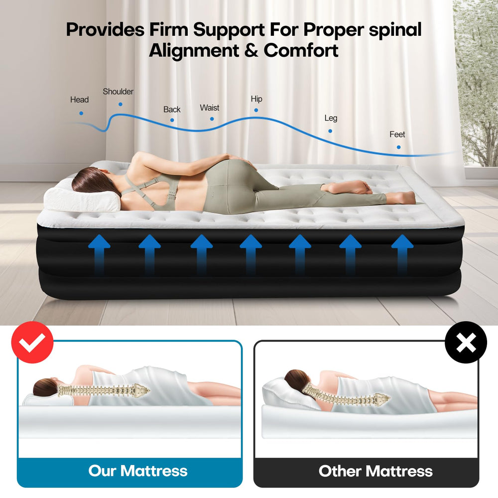 Panana queen air mattress shows automatic deflation feature for easy packing