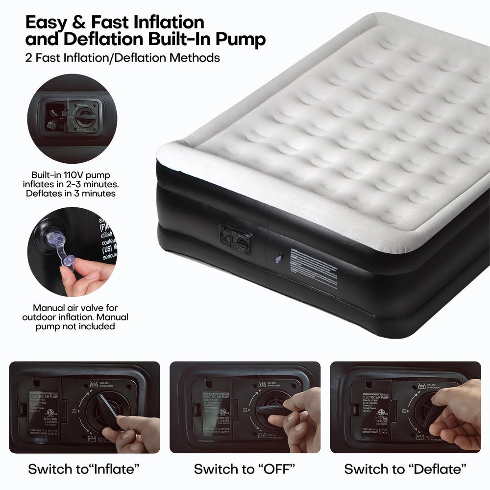 Panana queen air mattress reinforced with internal coils for steady support