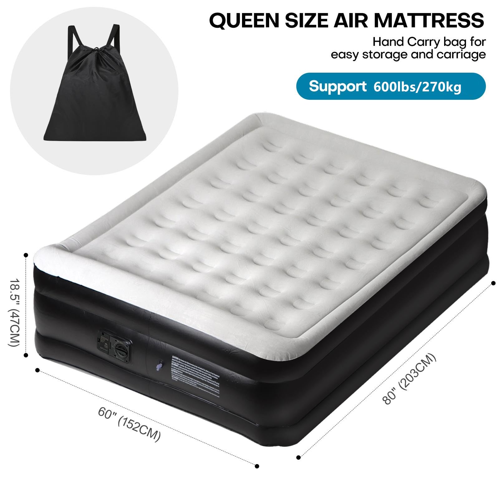 Panana queen air mattress with flocked top for soft, skin-friendly comfort