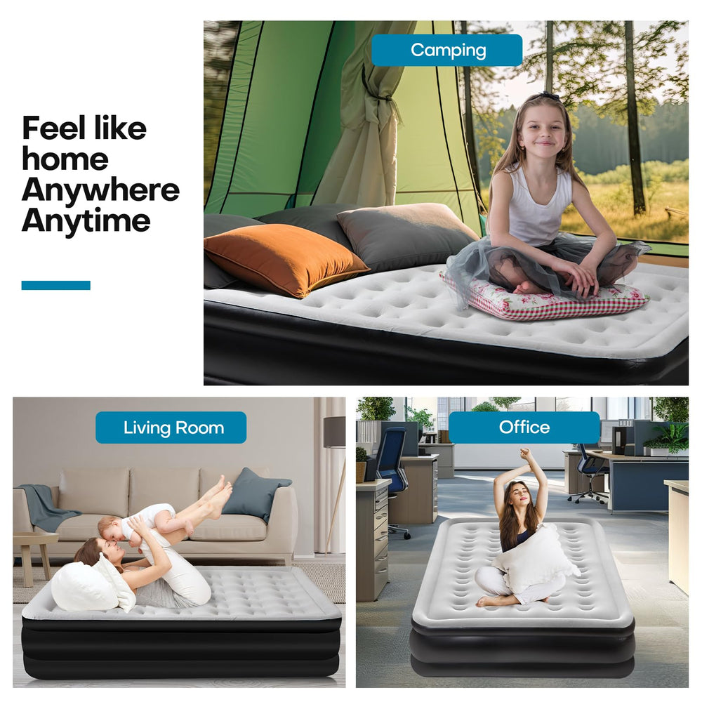 Panana queen air mattress stored in a backpack for portable travel