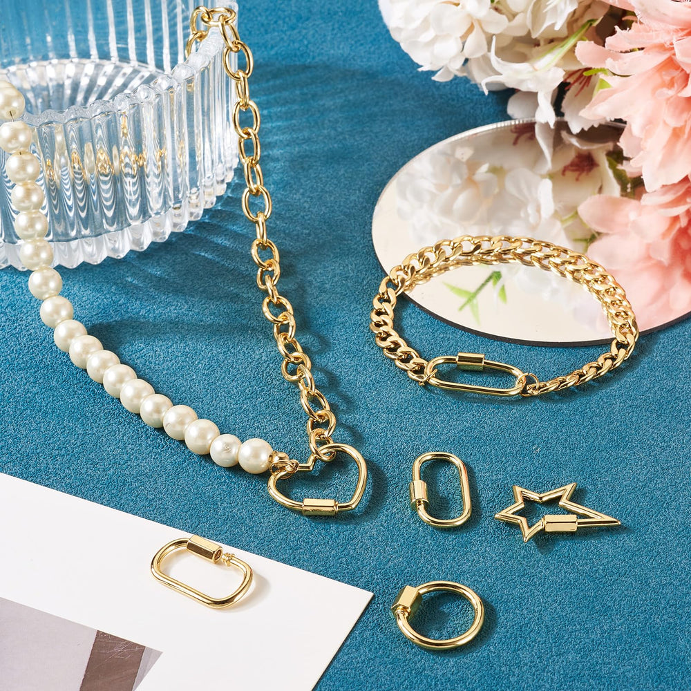 PH PandaHall brass round lock charm provides easy attachment for necklaces and DIY projects.