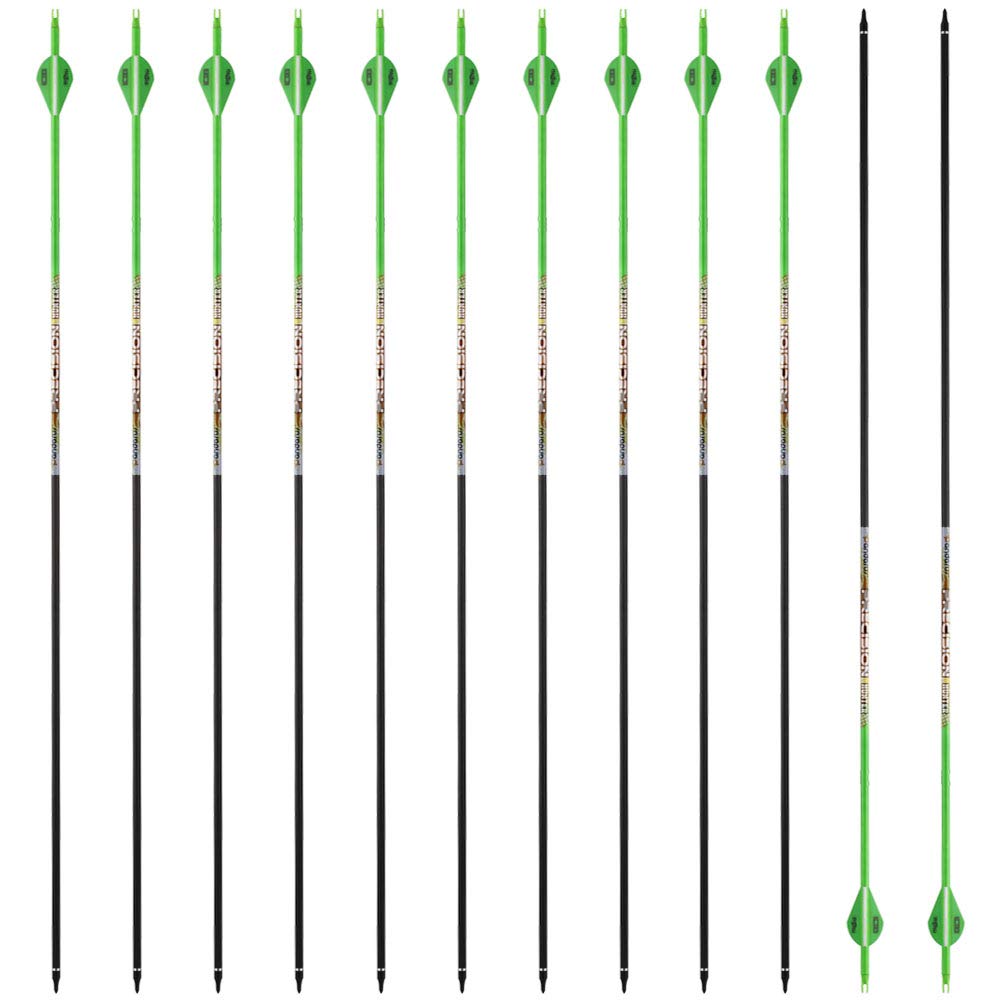 PANDARUS green SP250 30-inch carbon arrows show high-strength shafts for hunting and practice