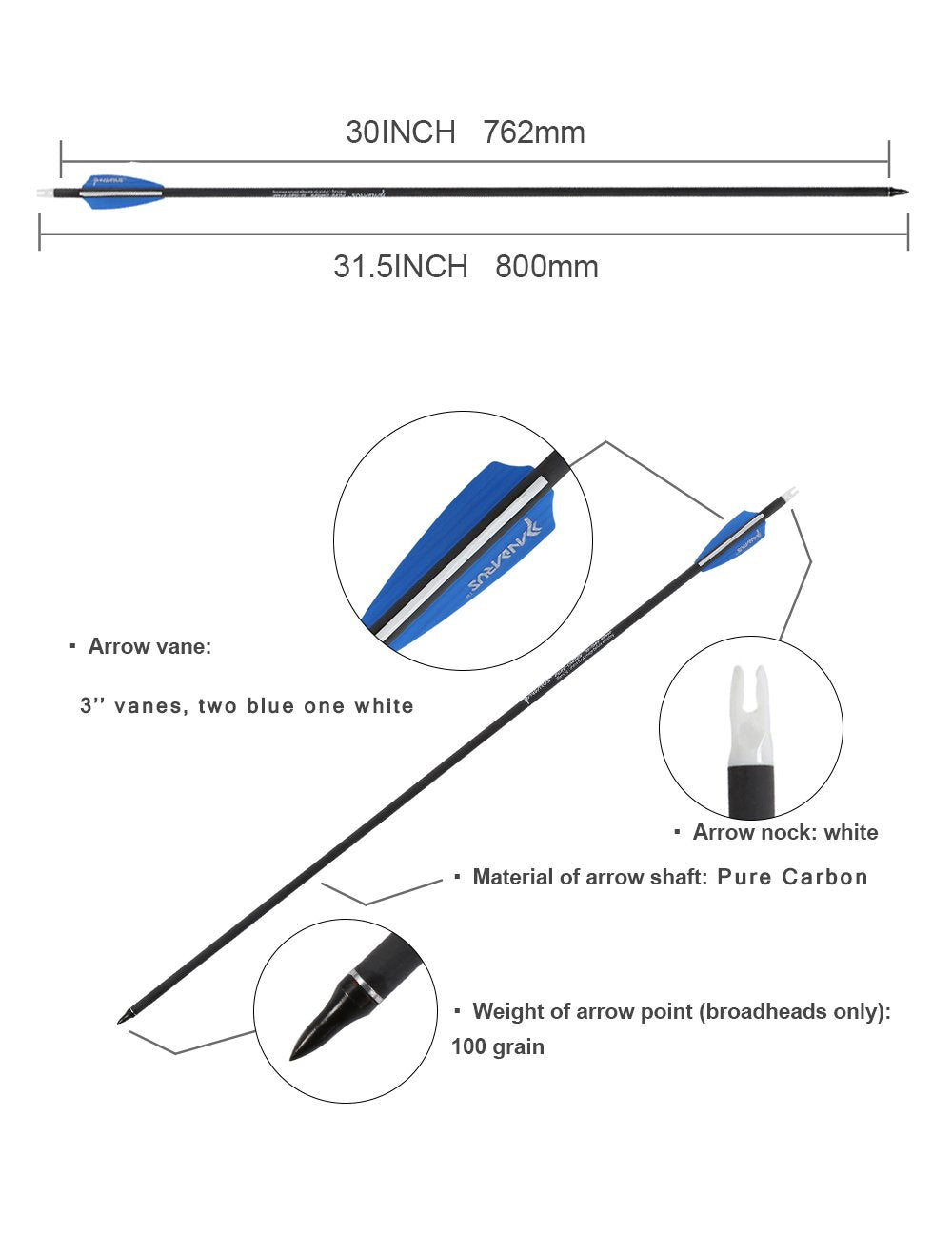 PANDARUS white nock for easy setup and accurate alignment.