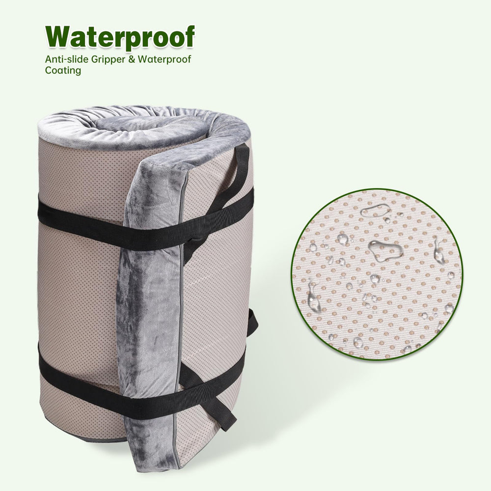 PANDOROOM Memory Foam Camping Mattress Pad ideal for tents and SUV road trips.