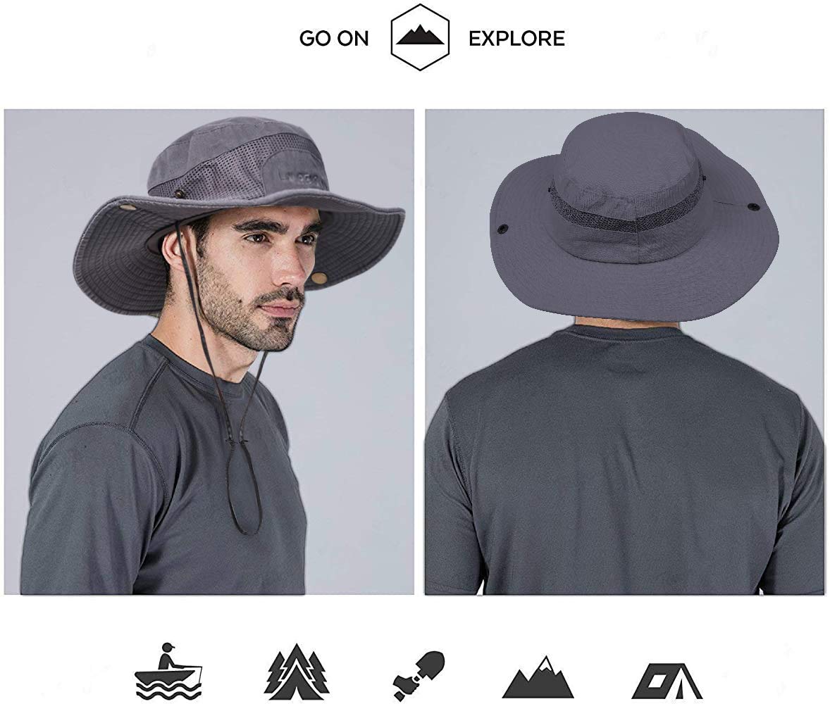 Adjustable chin strap on PanPacSight sunhat gray for secure wear in wind