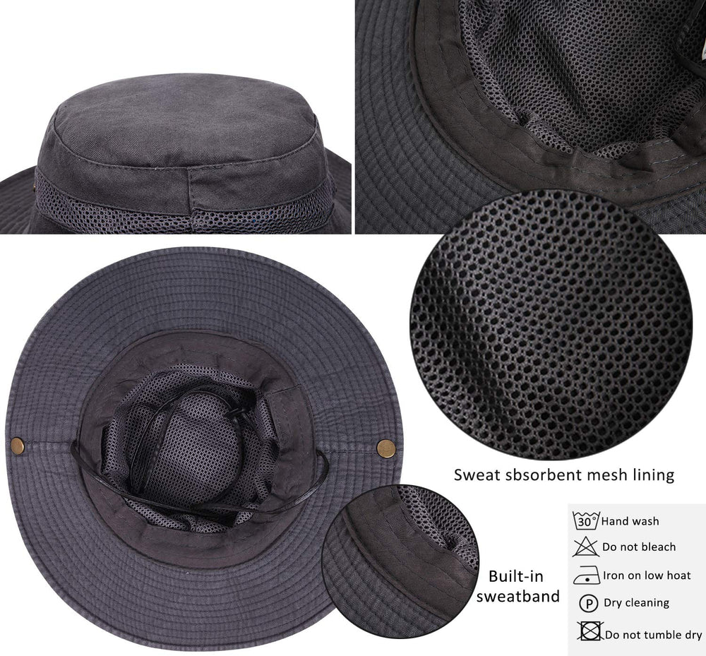 Breathable vent on PanPacSight sunhat gray promoting airflow on hot days