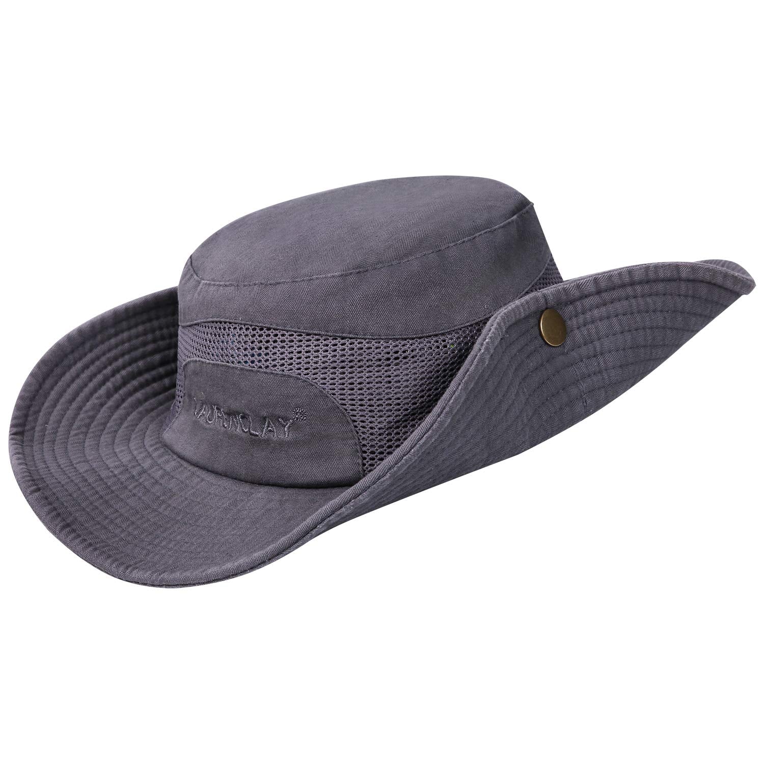 PanPacSight sunhat gray side view showing wide brim and relaxed fit for sun shading
