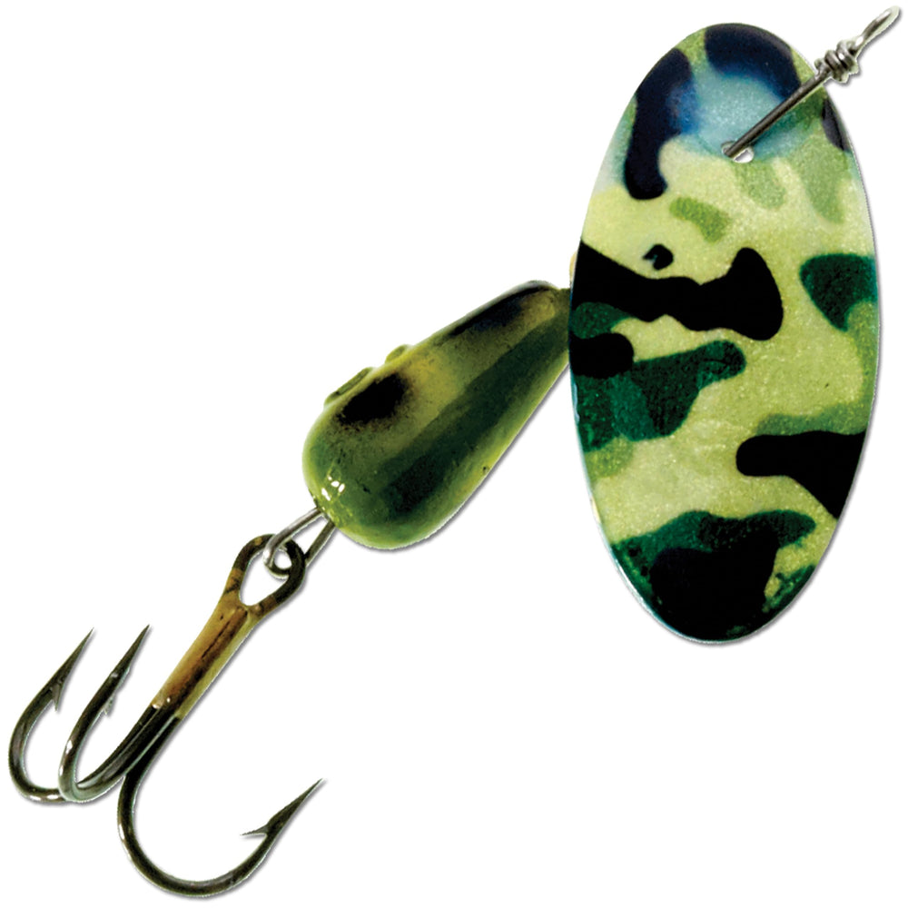 Panther Martin FishSeeUV Vibrant Image lure blade graphics illuminate in water, boosting bass attraction.