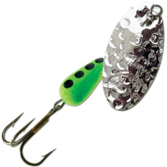 Panther Martin hammered regular spinner with silver blade for high visibility in clear water.
