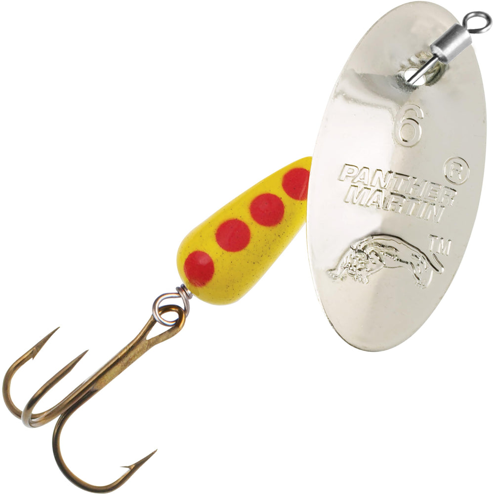 Panther Martin inline swivel regular silver lure main image highlights built-in swivel for tangle-free casting.