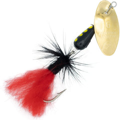 Panther Martin PMRFSH_4_GBK teardrop spinner with gold blade and black body, ideal for trout and panfish.