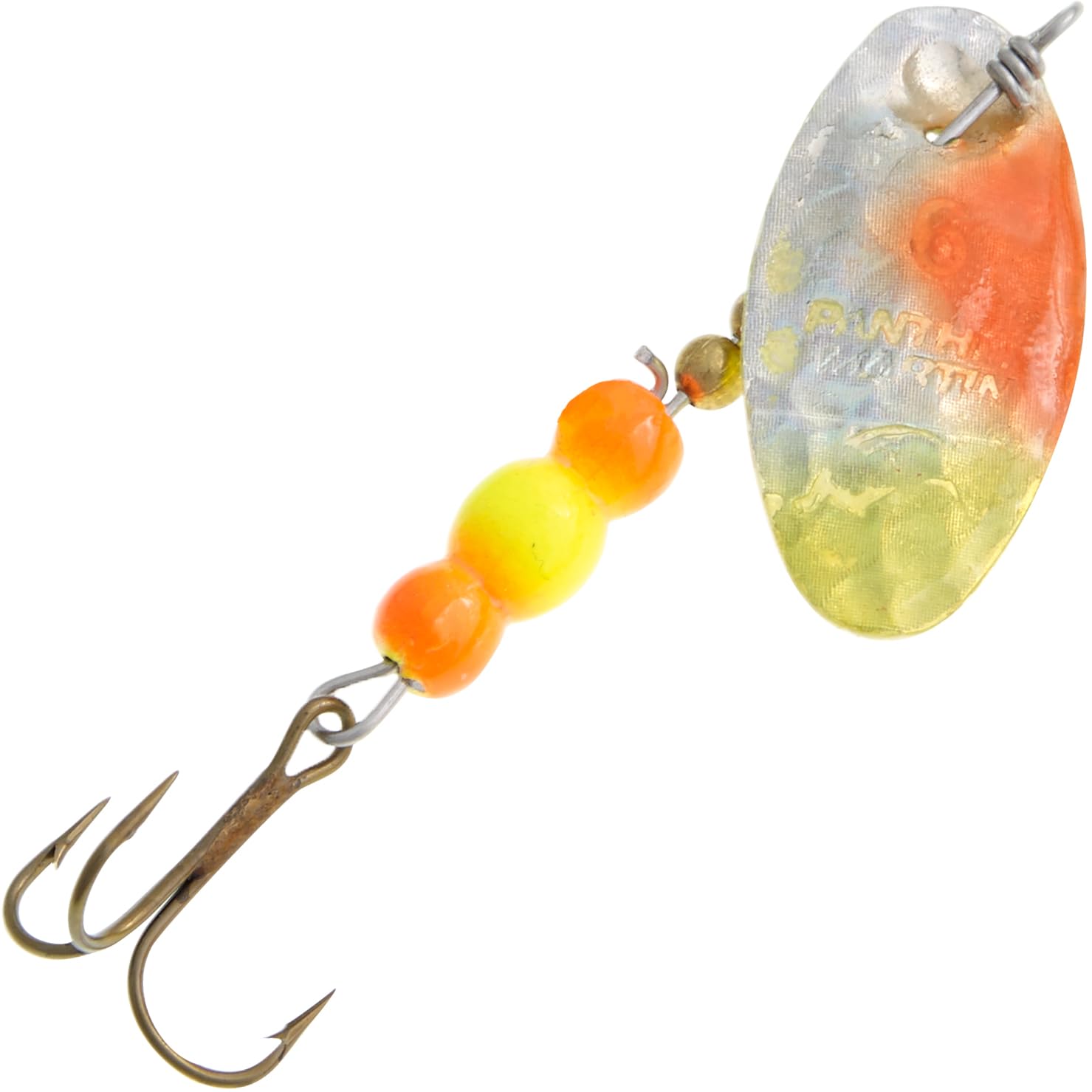 Panther Martin Two-Tone Roe lure with hammered blade adds flash for trout and bass fishing