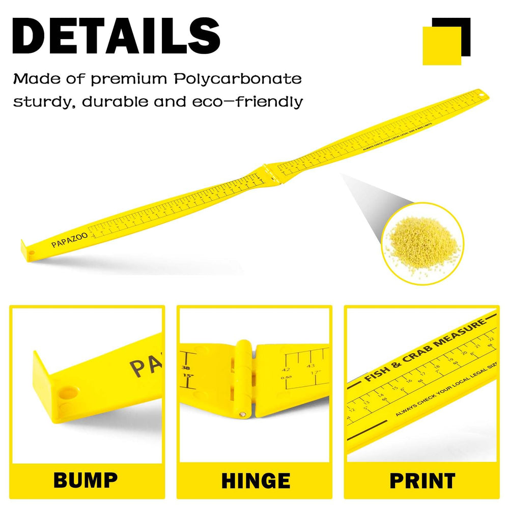 Portable yellow fish ruler suitable for boat or kayak