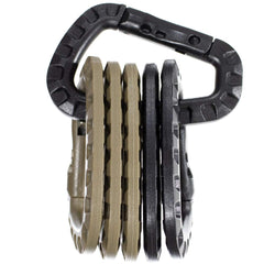 Paracord Planet durable plastic carabiner close-up highlighting lightweight gear attachment