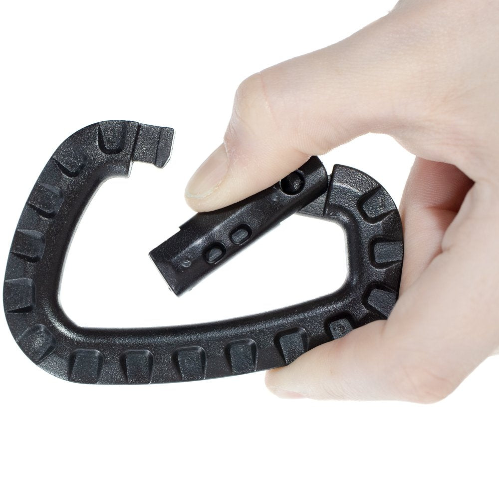 Paracord Planet tactical carabiner on belt loop for keys and tools.