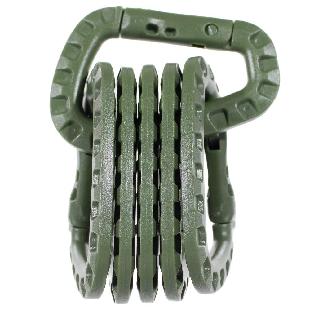 Paracord Planet carabiner close-up highlighting rugged plastic and quick-lock design.