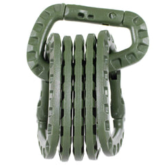 Paracord Planet carabiner close-up highlighting rugged plastic and quick-lock design.