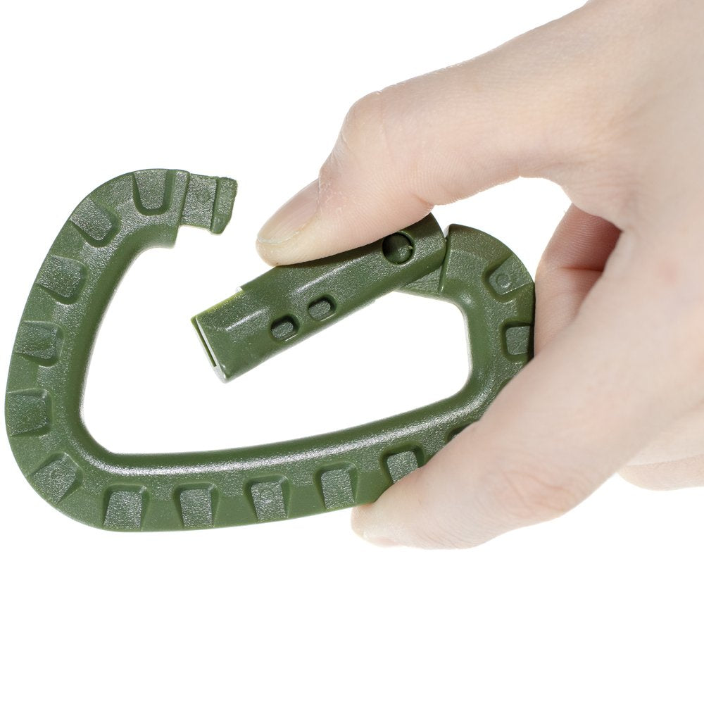 Paracord Planet carabiner featuring open latch and quick-lock mechanism.