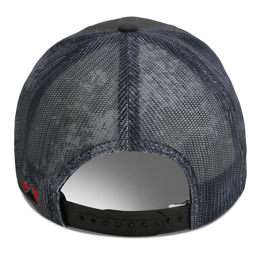 Paramount Outdoors 6-panel rope cap patch detail, stylish fly fishing motif.
