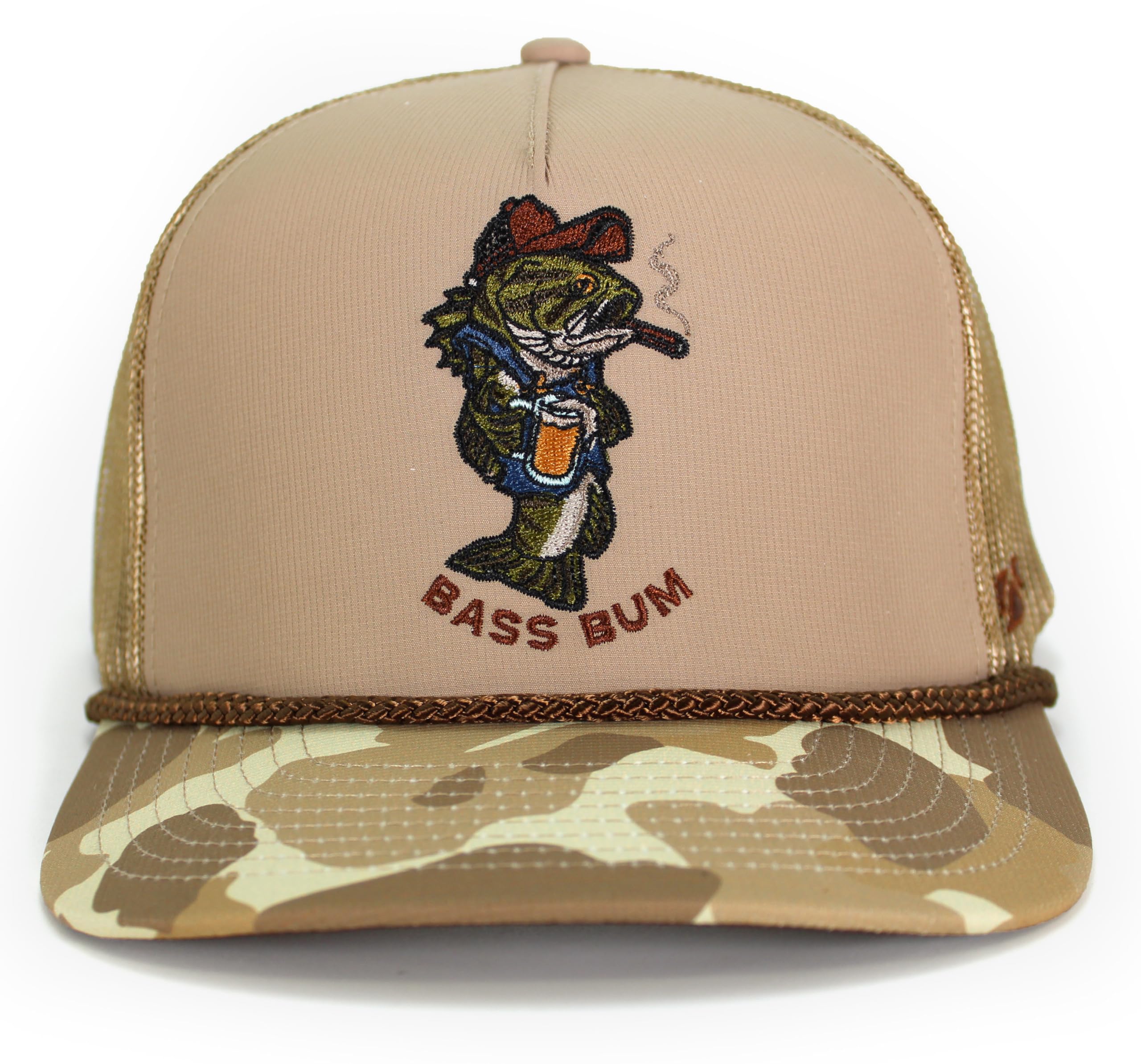 Paramount Outdoors Bass Bum embroidery closeup for casual days on the water.