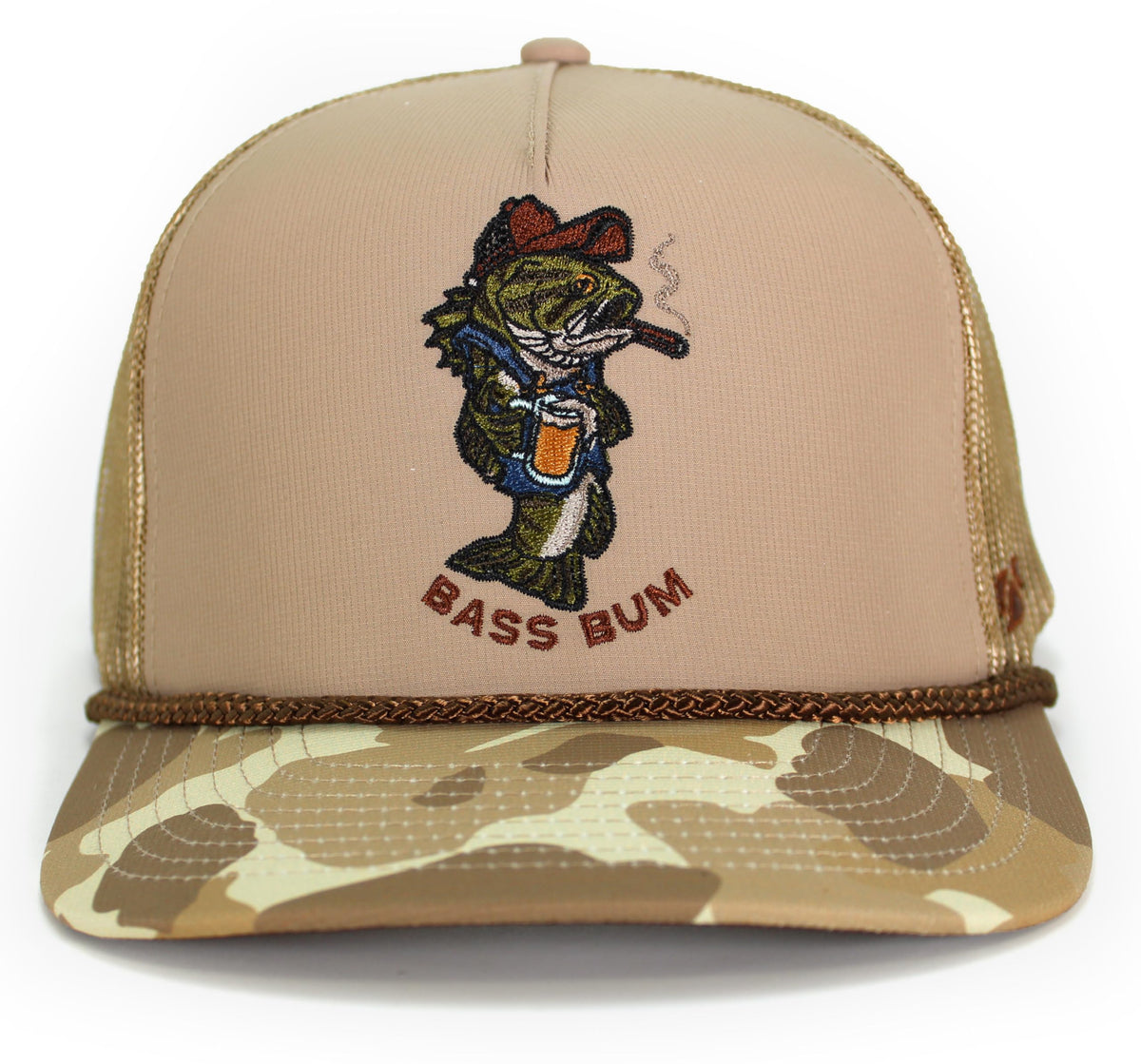Paramount Outdoors Bass Bum embroidery closeup for casual days on the water.