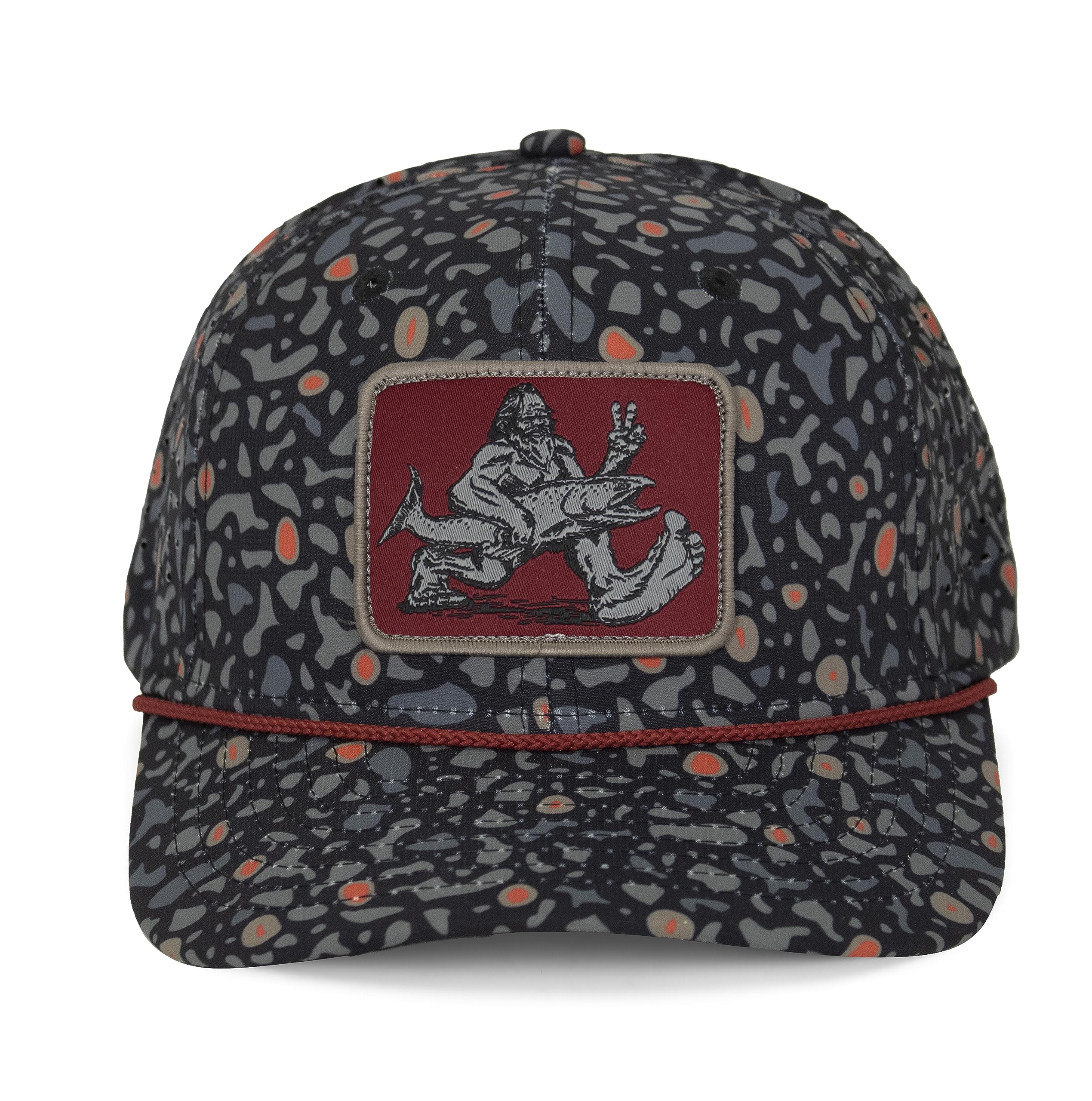 Paramount Outdoors Big Foot Squatch patch on front enhances rugged fishing style.