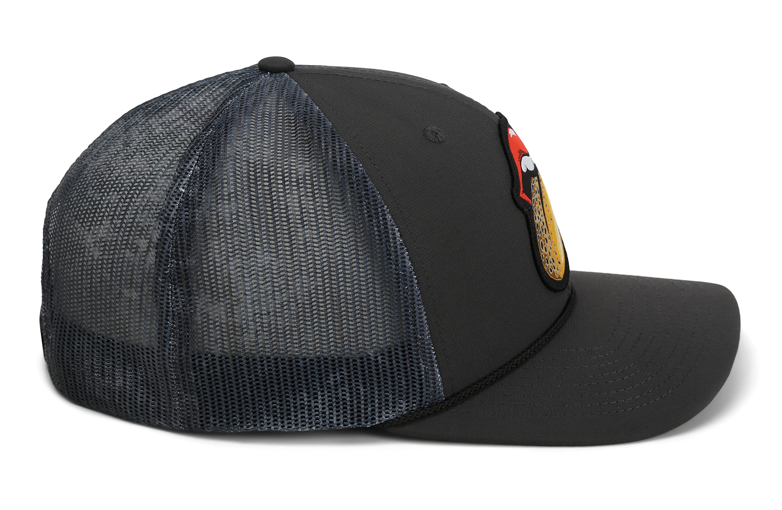 Paramount Outdoors black fly cap lifestyle shot, versatile headwear for anglers.