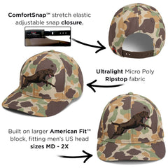 Paramount Outdoors Chocolate Lab hat embroidery detail showcases durable artwork
