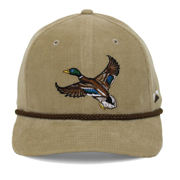 Paramount Outdoors corduroy Mallard Drake hat with vintage front view and duck motif
