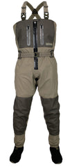 Paramount Outdoors Deep Eddy wader front view with TiZip zipper for easy on off during wading