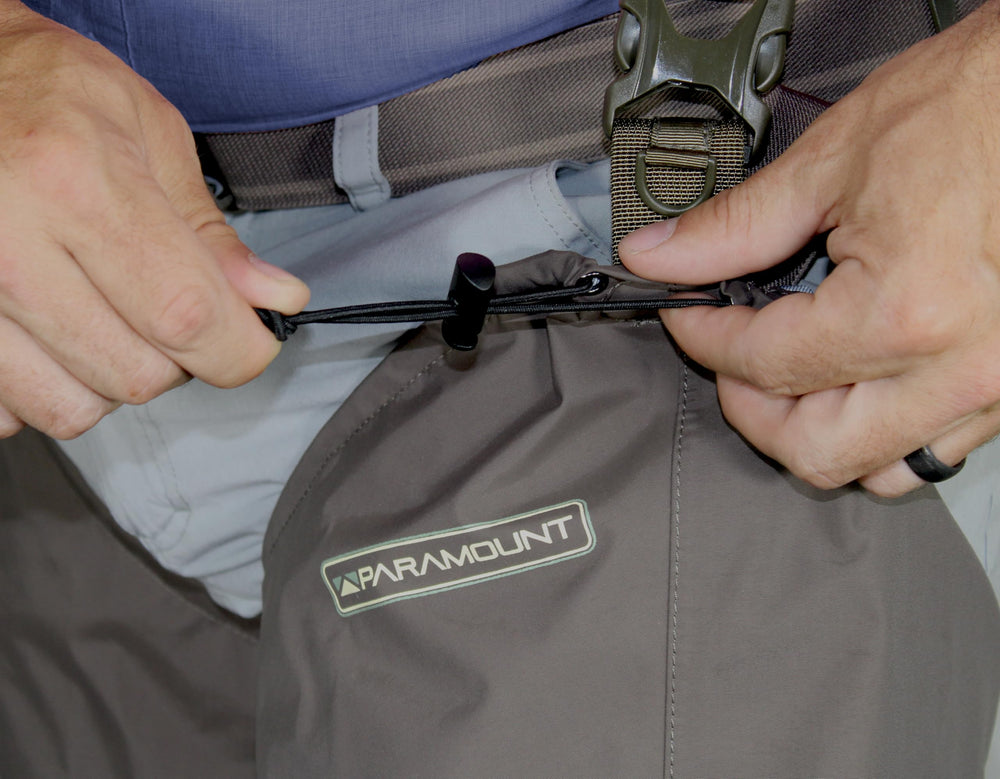 Paramount Outdoors Emerger belt detail with quick-release buckle for secure fit.