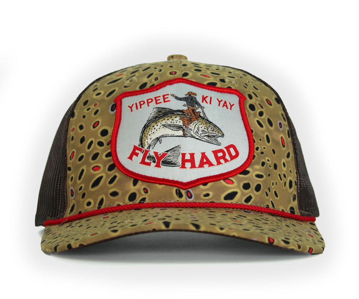 Paramount Outdoors Fish Rodeo Yippy Ki Yay cap front patch for rugged fishing style