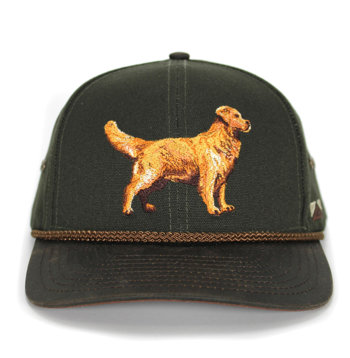 Paramount Outdoors Golden Retriever baseball cap olive provides sun shade for outdoor adventures.
