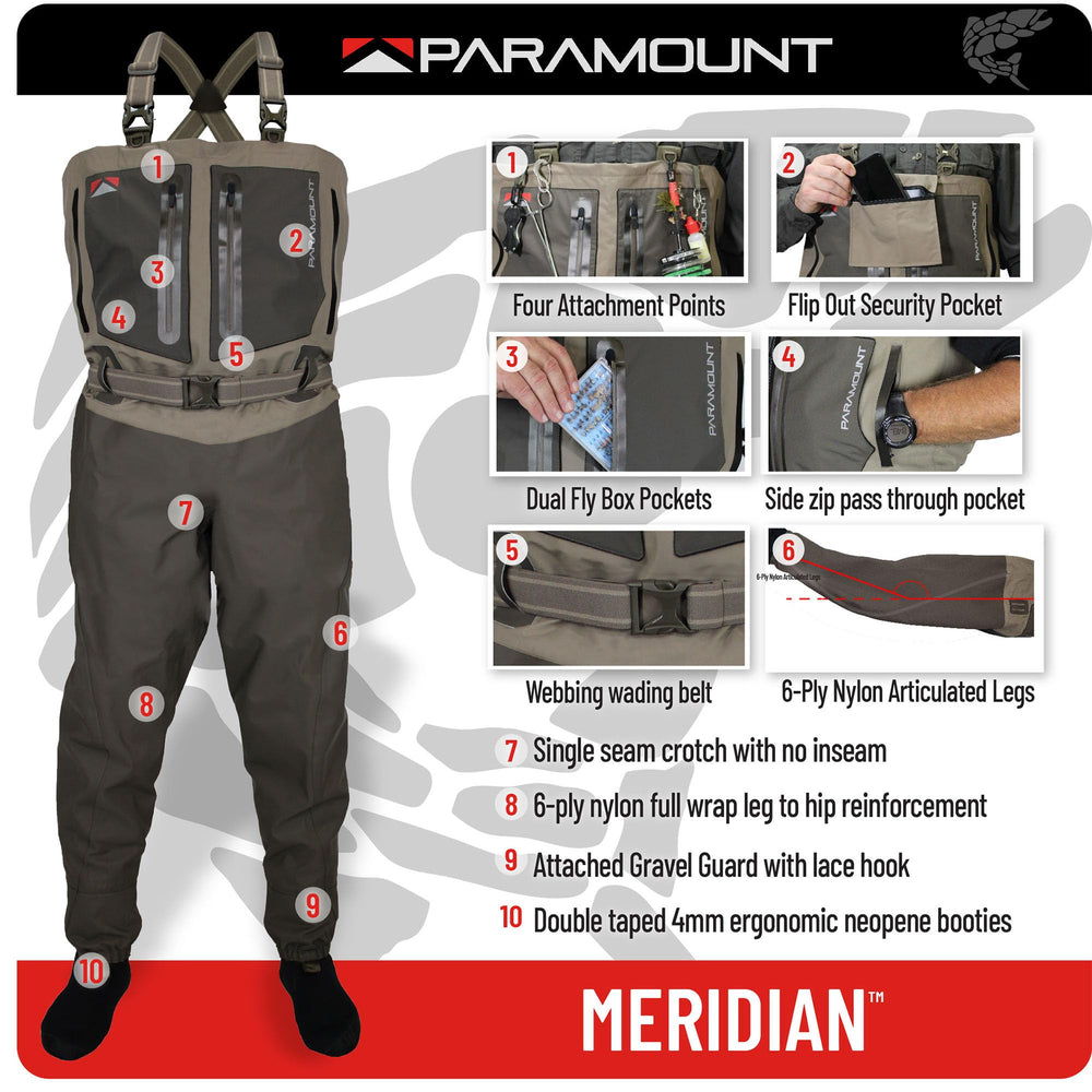 Paramount Outdoors Meridian Elk XX neoprene booties with gravel guards for all day comfort.