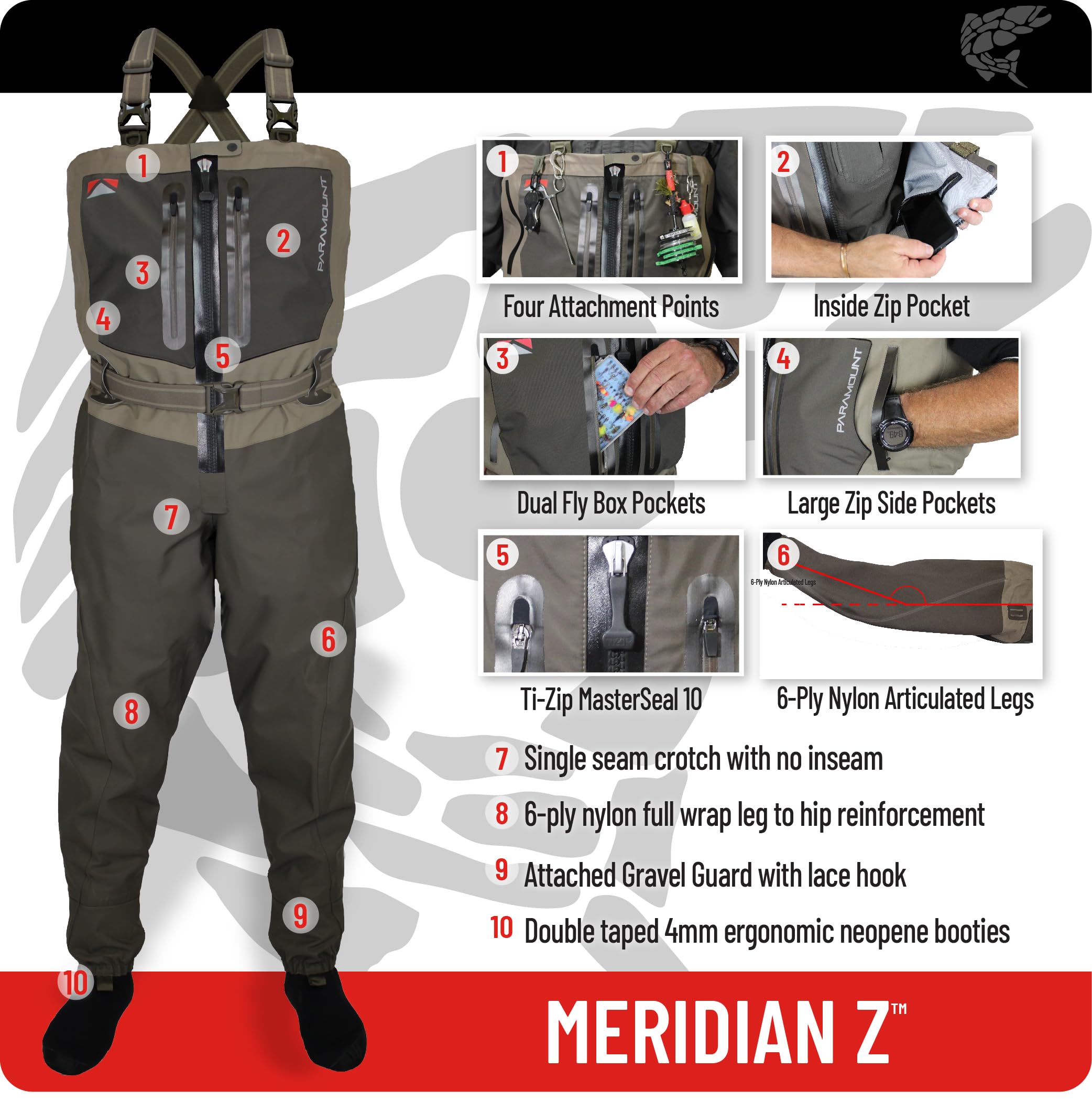 Paramount Outdoors Meridian Z 4-ply upper material provides puncture resistance.
