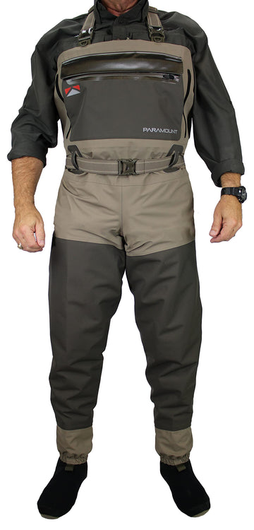 Paramount Outdoors Slate gravel guards protect the lower legs on rough bottoms.