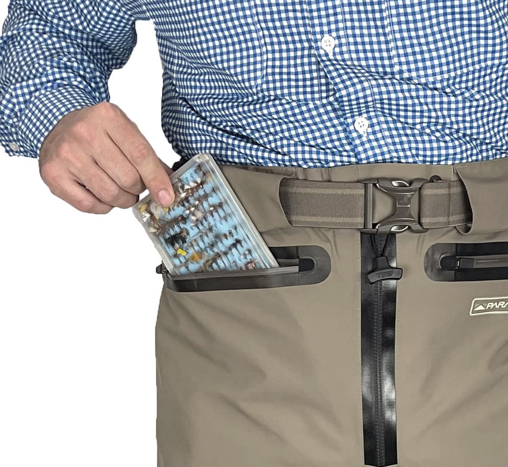 Removable suspenders on the Slate Guide Pant offer adjustable fit for different water conditions.