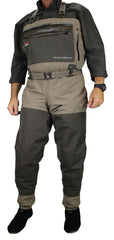 Paramount Outdoors Slate wader with taped seams for waterproof performance in wet conditions.