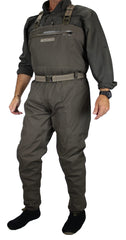 Paramount Outdoors Stonefly wader with zippered fly box pocket keeps flies within reach.