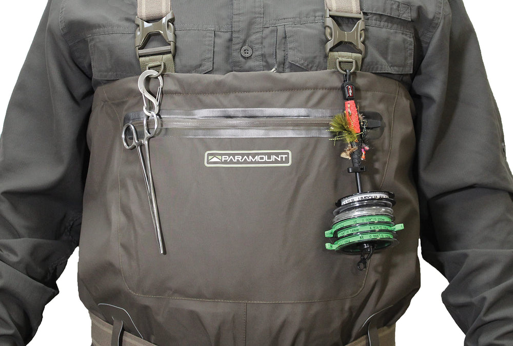 Paramount Outdoors Stonefly youth wader gravel guards protect cuffs and boots.
