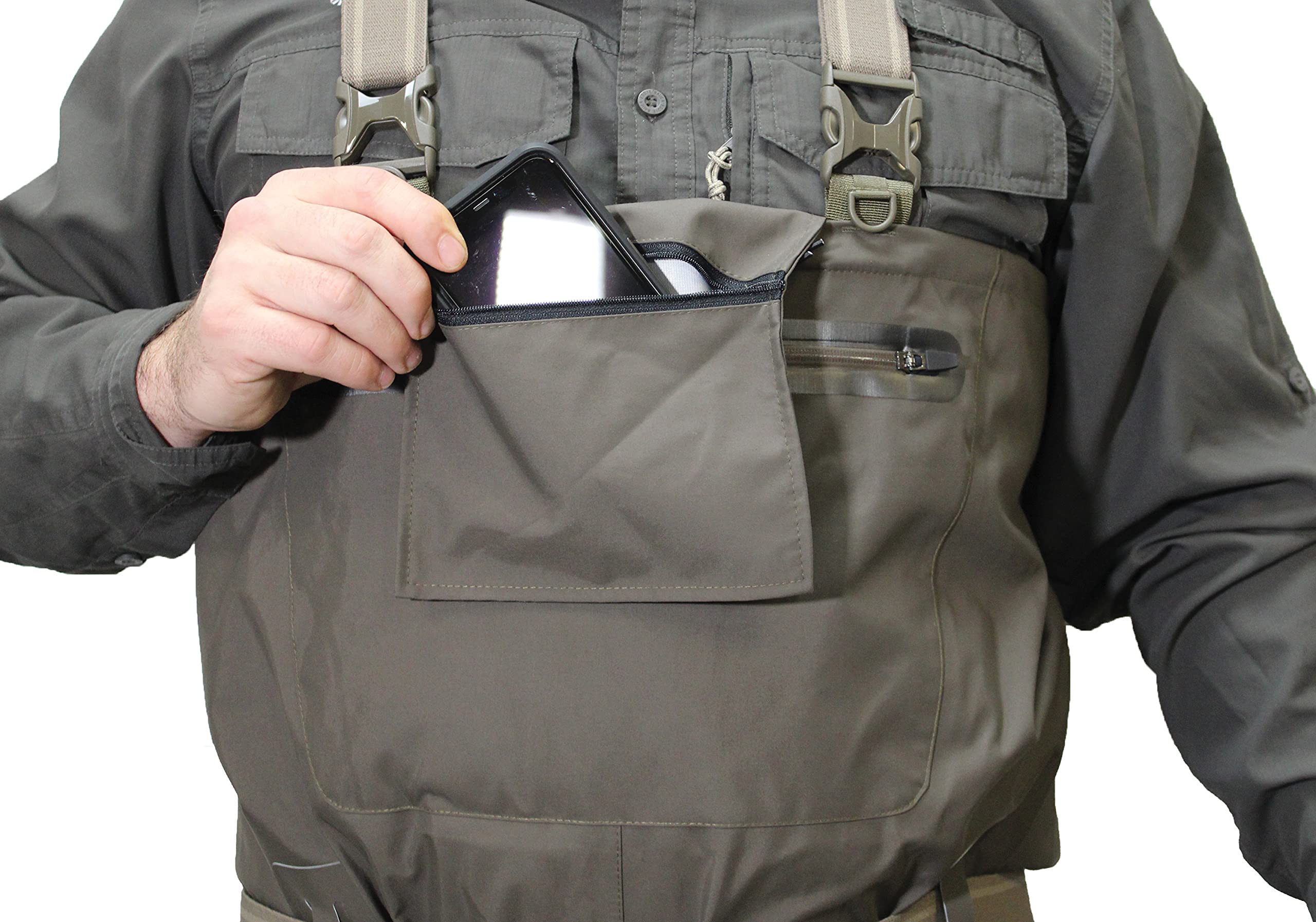 Paramount Outdoors Stonefly youth wader in use showing easy wear and active exploration.