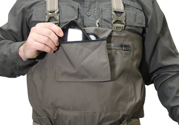 Paramount Outdoors Stonefly youth wader in use showing easy wear and active exploration.